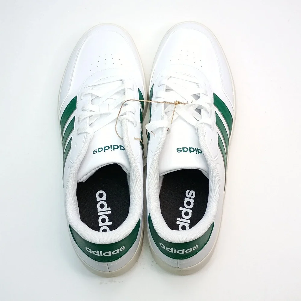 Adidas Breaknet 3.0 Sneakers Men Size 12 White Green Synthetic Leather JR3549